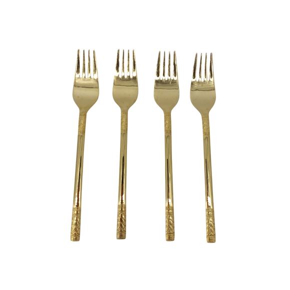 Oxford Hall Stainless Japan Set of 4 Gold Tone Salad Forks - Picture 1 of 7